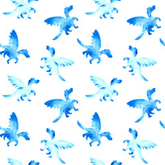 Dragon pattern in the technique of stencil printing. For fabric,  wallpaper, wrapping paper.