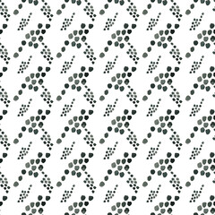 Watercolor Seamless paper pattern.Black and white stripes,branches.Dots on a white background.Background for paper packaging design.