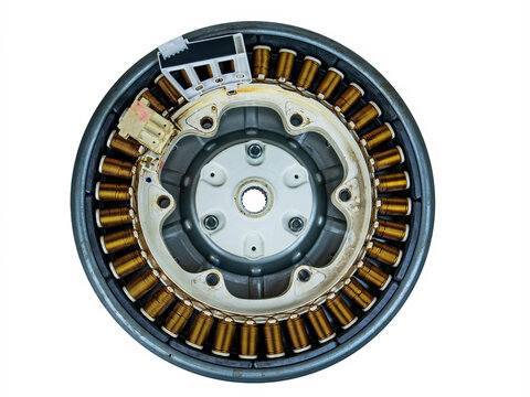 Electric inverter motor for repairing washing machines. Repair of washing machines. Customer Service. Electric coil windings. Direct drive motor. Master of household appliances workshop.