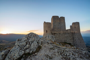 Fototapeta na wymiar Castle of Rocca Calascio. In the province of L'Aquila, in Abruzzo. Set of the film the name of the rose