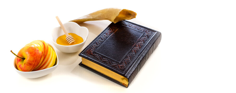 Religion image of Rosh hashanah (jewish New Year holiday) concept. Traditional symbols.