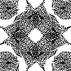 Stylish doodle seamless pattern with splash pattern black on white background. Abstract wallpaper, fabric.