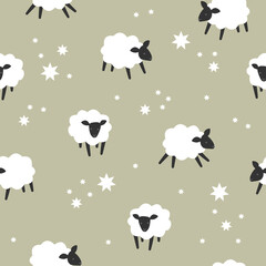 Seamless pattern with sheep