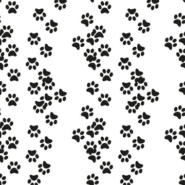 Animal footprint seamless pattern. Footprints of a cat