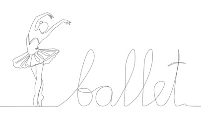 Self drawing animation of continuous line drawing of woman ballet dancer