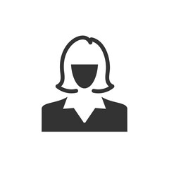 Female avatar icon user person profile symbol. Teacher, businesswoman avatar. Woman icon