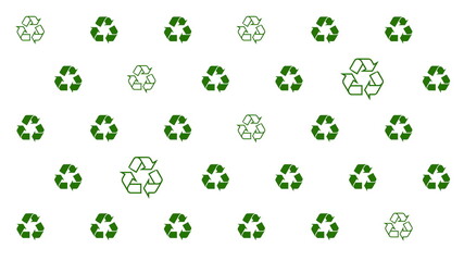 Fototapeta na wymiar Recycle Symbol Pattern on White Background