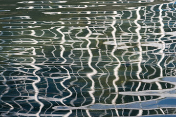 surface with ripples and reflection of glass and steel structure - business theme