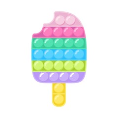 Pop It Fidget Trendy Antistress Sensory Toy Rainbow Ice Cream Shape. Flat style isolated vector illustration - obrazy, fototapety, plakaty