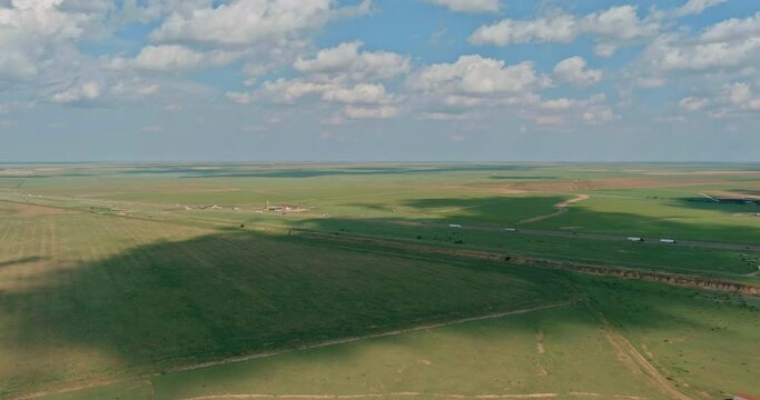 Aerial panoramic view 40 interstate highway with near Adrian Texas US