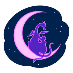 Obraz na płótnie Canvas moon icon with dragon. vector illustration