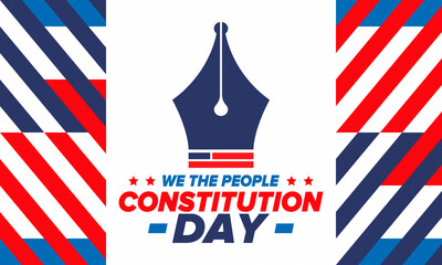Constitution Day in United States. Holiday, celebrate annual in September 17. Citizenship Day. American Day. We the People. Patriotic american elements. Poster, card, banner, background. Vector - Powered by Adobe