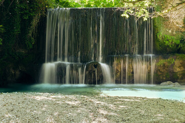 artificial waterfall of the river alento in abruzzo