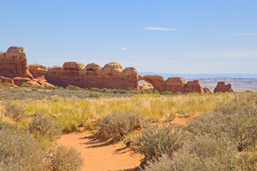 Arches National Park, Utah, USA. the landscape of contrasting colors and textures. natural stone arches and hundreds of soaring pinnacles