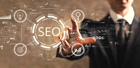 SEO concept with businessman