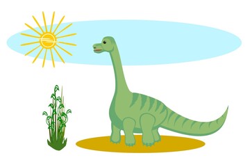 Dinosaur, color plot illustration for printing on textiles, paper, for the design and decoration of children's clothing