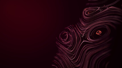 Abstract digital background from rounded colored lines. Information flow space. Big data visualization. 3D rendering.