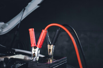 Charger cable clamping to the car battery,accumulator charging