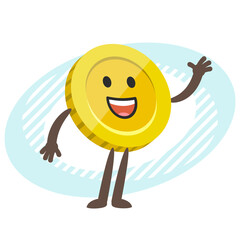 Cartoon Coin Character greeting