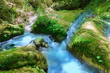small waterfalls in the Alento River Park in Abruzzo