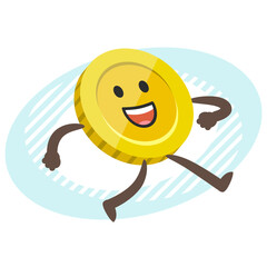 Cartoon Coin Character running