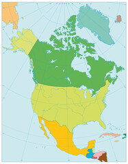 North America Political Map. No text