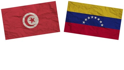Venezuela and Tunisia Flags Together Paper Texture Effect Illustration
