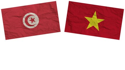 Vietnam and Tunisia Flags Together Paper Texture Effect Illustration