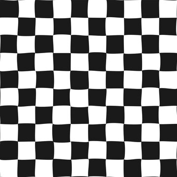 Shabby chess board. Cartoon seamless chequered background.