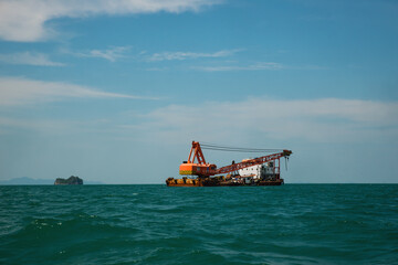 Offshore oil platform. Drilling and production. Petroleum industry