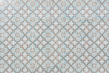 pattern of portuguese tiles with painted flowers