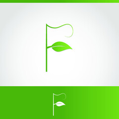 letter F green leave logo design