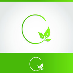 letter C green leave logo design