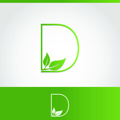 letter D green leave logo design