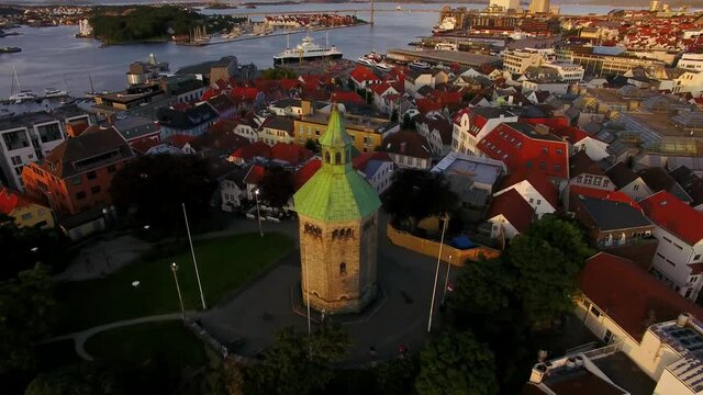 Aerial view of the Valberg tower in Stavanger