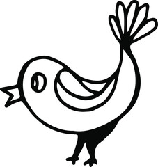 Cartoon cute little bird doodle. Hand-drawn vector illustration.