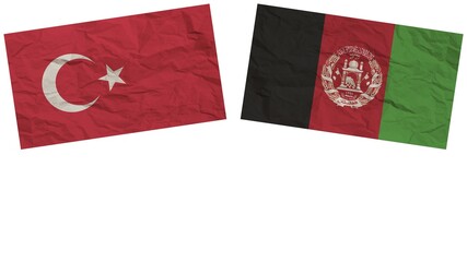 Afghanistan and Turkey Flags Together Paper Texture Effect Illustration