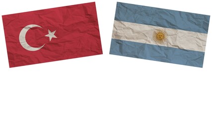 Argentina and Turkey Flags Together Paper Texture Effect Illustration