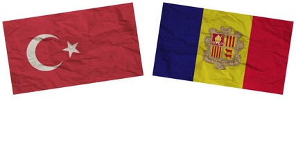 Andorra and Turkey Flags Together Paper Texture Effect Illustration