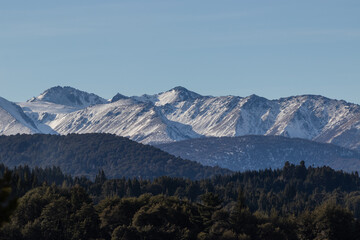 Mountain Landscape and woods with clear blue sky