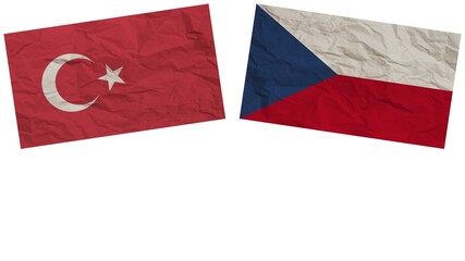 Czech Republic and Turkey Flags Together Paper Texture Effect Illustration