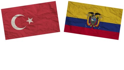 Ecuador and Turkey Flags Together Paper Texture Effect Illustration