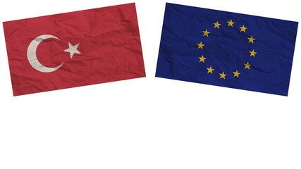 European Union and Turkey Flags Together Paper Texture Effect Illustration