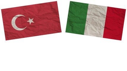 Italy and Turkey Flags Together Paper Texture Effect Illustration