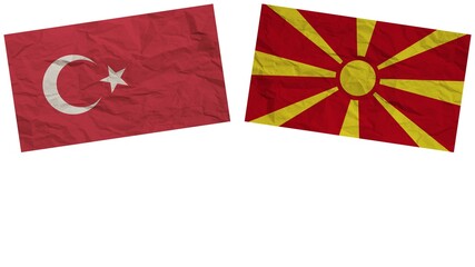 Macedonia and Turkey Flags Together Paper Texture Effect Illustration