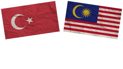 Malaysia and Turkey Flags Together Paper Texture Effect Illustration