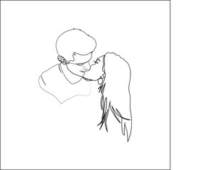 kissing couple romantic one line art