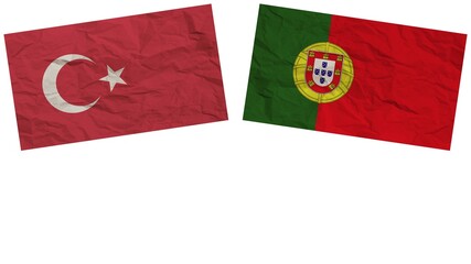 Portugal and Turkey Flags Together Paper Texture Effect Illustration