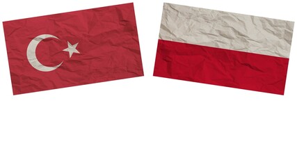 Poland and Turkey Flags Together Paper Texture Effect Illustration