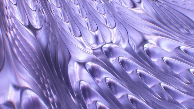 Beautiful Shiny Reflective Purple Aesthetic 3D Waves Flowing Curves - Abstract Background Texture